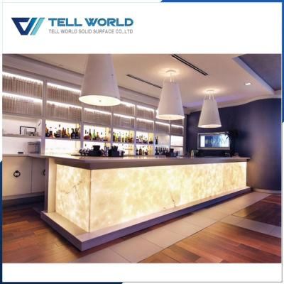 Customized Size Transmitting Light Solid Surface Drink Bar Counter