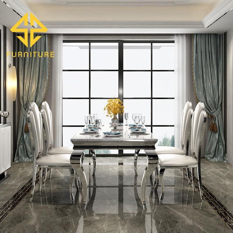 Luxury Stainless Steel Dining Table Chair Restaurant Furniture Set