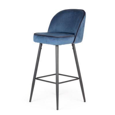 Performance Easy Clean Fabric Bar Stools Counter Bar Table Metal Legs Simple Style Modern Europe Boucle Bar Chair
