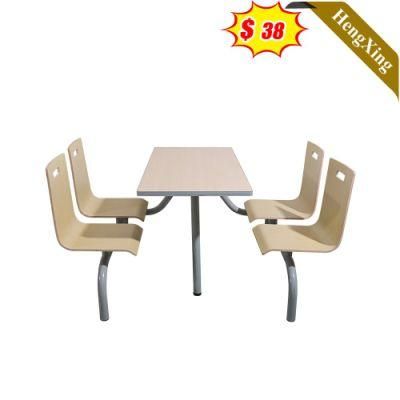 Simple Design Light Wood Color Student School Furniture Middle Backrest Chair Square Dining Table with Metal Leg