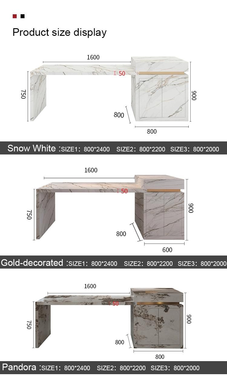 Modern Style White Marble Sintered Stone Dining Table with Cabinet