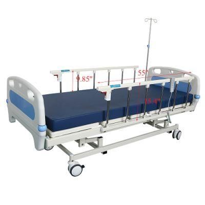 Metal 2 Crank 2 Function Adjustable Medical Furniture Manual Patient Bed with Casters