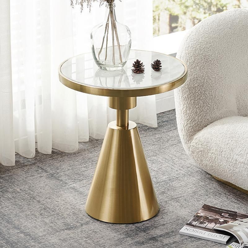 Home Metal Furniture Round Marble Sintered Stone Coffee Table