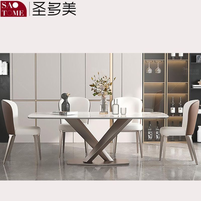 Modern Living Room Dining Room Furniture Carbon Steel Cross Dining Table