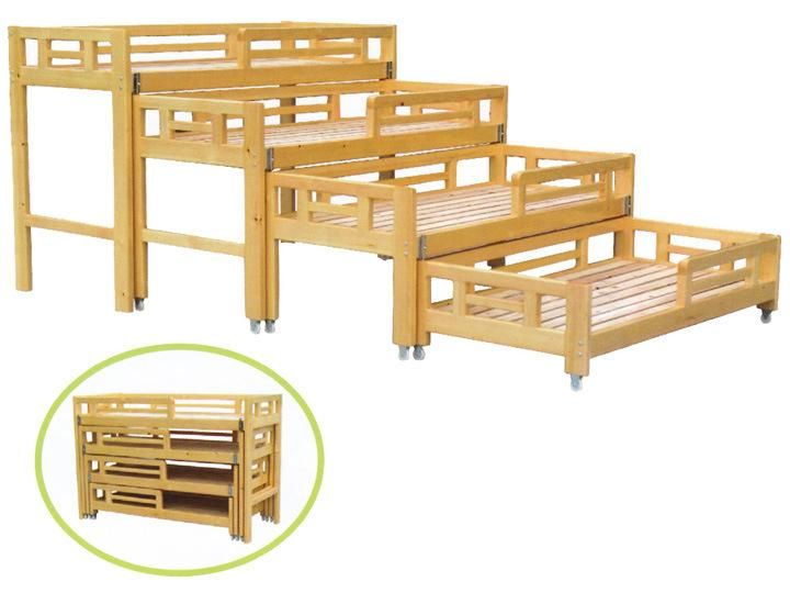 Modern Furniture Wood Material Kindergarten School Kids Stackable Beds