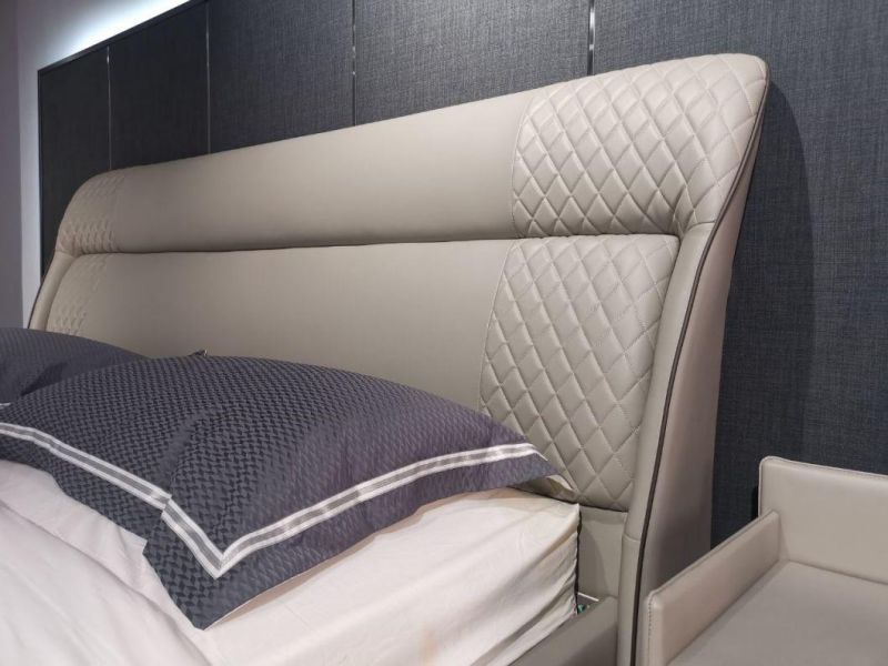Hot Sale Fashion Home Bedroom Furniture Sofa Bed King Bed Double Bed Upholstered Leather Bed in Italy Style