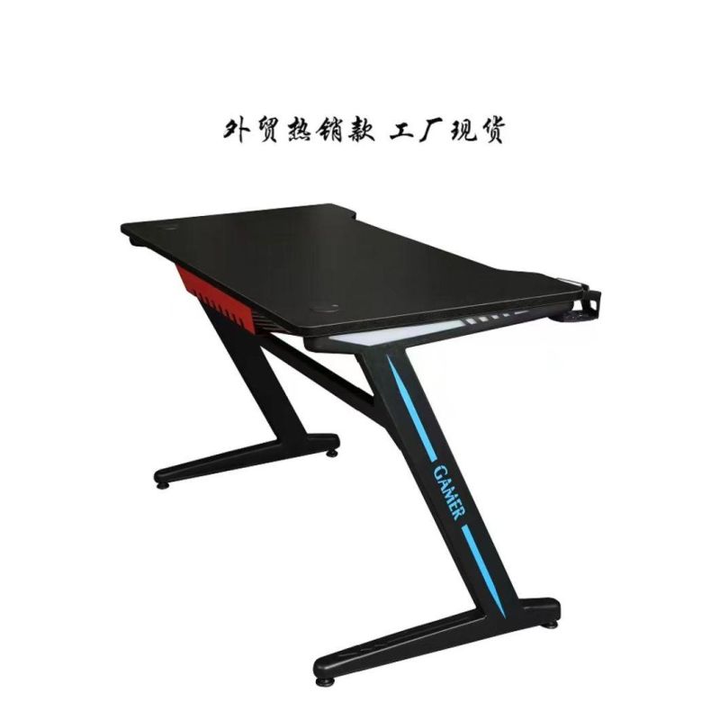 China Wholesale Market Furniture Glass Melamine Gaming Reception Modern LED Standing Computer Laptop Table Executive Gaming Office Desk