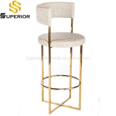 Funny Stainless Steel Pink Velvet Cocktail Bar Stool with Backs