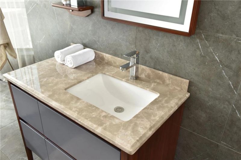 Hotel Bathroom Cabinet Floor Mounted Bathroom Vanity with Side Cabinet