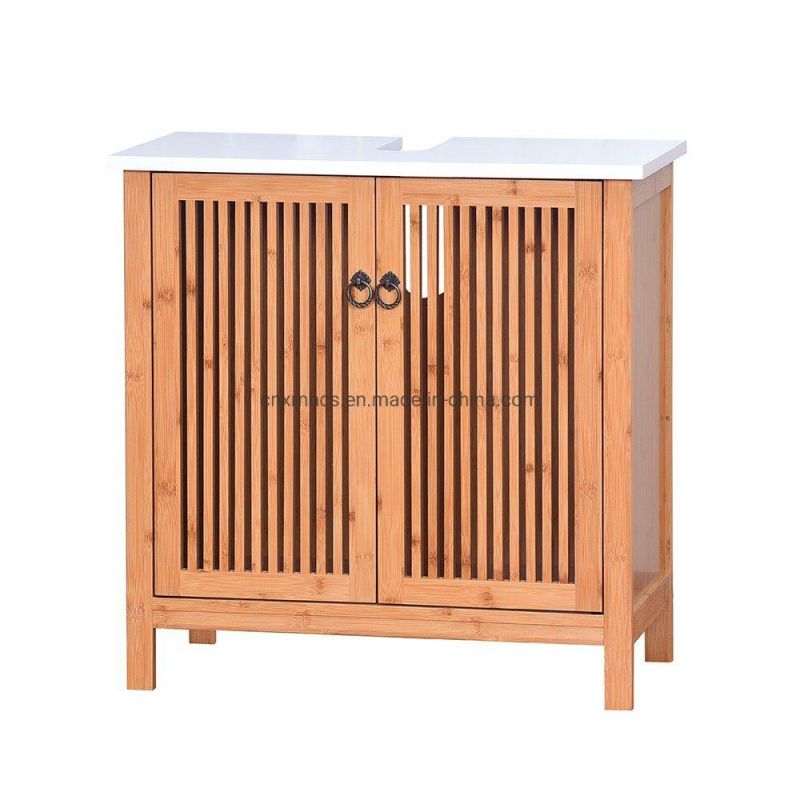 Wood Bathroom Vanity Cabinets Bathroom Furniture Bamboo Washbasin Storage Cabinet Non Pedestal Under Sink Cabinet