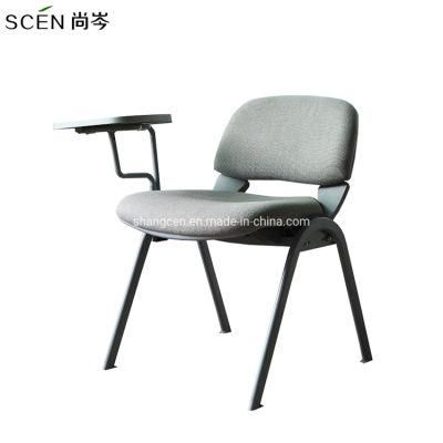 China Factory Modern Furniture School Student Meeting Training Mesh Fabric Chair Conference Folding Writing Chair with Writing Tablet