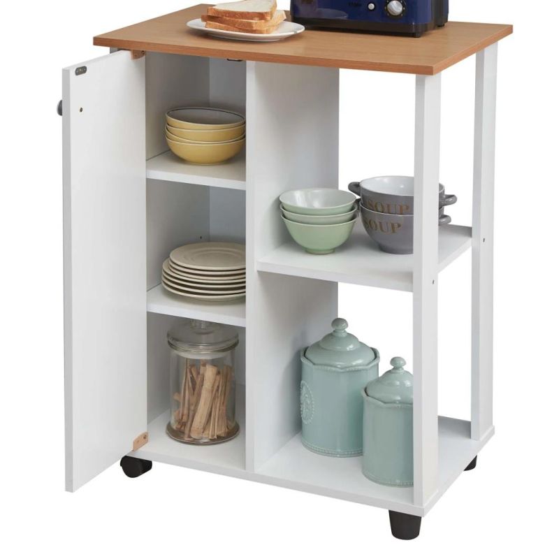 Open Shelves and Cupboard Space Kitchen Shopping Cart