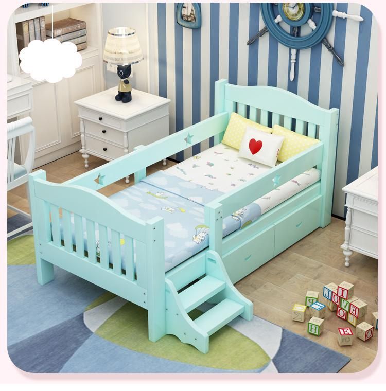 Wooden Bed Children′s Bed with Guardrail Safety Widening Baby Bed