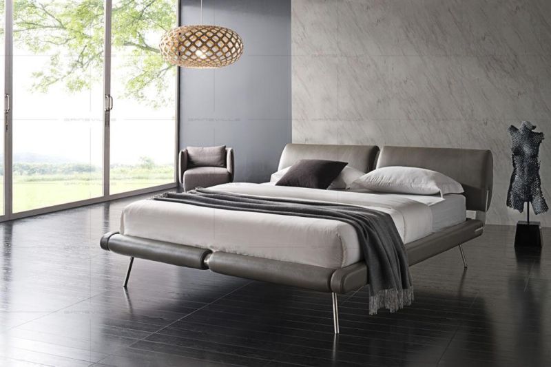Manufacture Bedroom Bed Itlay Bed with Aluminium Alloy Parts Gc1700