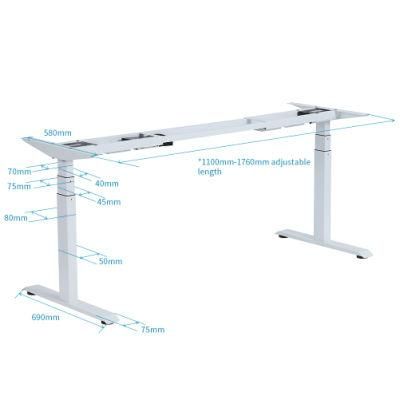 Smart Continuous Height Adjustable Dual Motors Standing Desk Frame