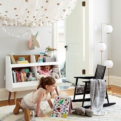 Living Room Wooden Bookcase 4 Cubes Storage Unit Bookshelf for Kids Bedroom