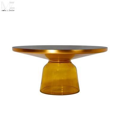 Wholesale Modern Designer Furniture Nordic Style Hotel Gold Round Glass Coffee Table Round Bell Side Coffee Table