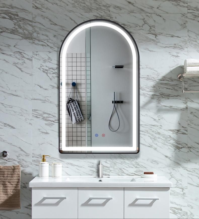 Aluminum Frame Arch Shape Bathroom LED Mirror with Defogger Function