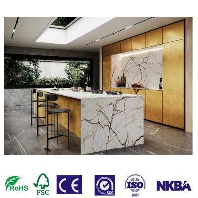 Popular PVC Membrane Safe and Comfortable Kitchen Island White Shaker Kitchen Cabinets