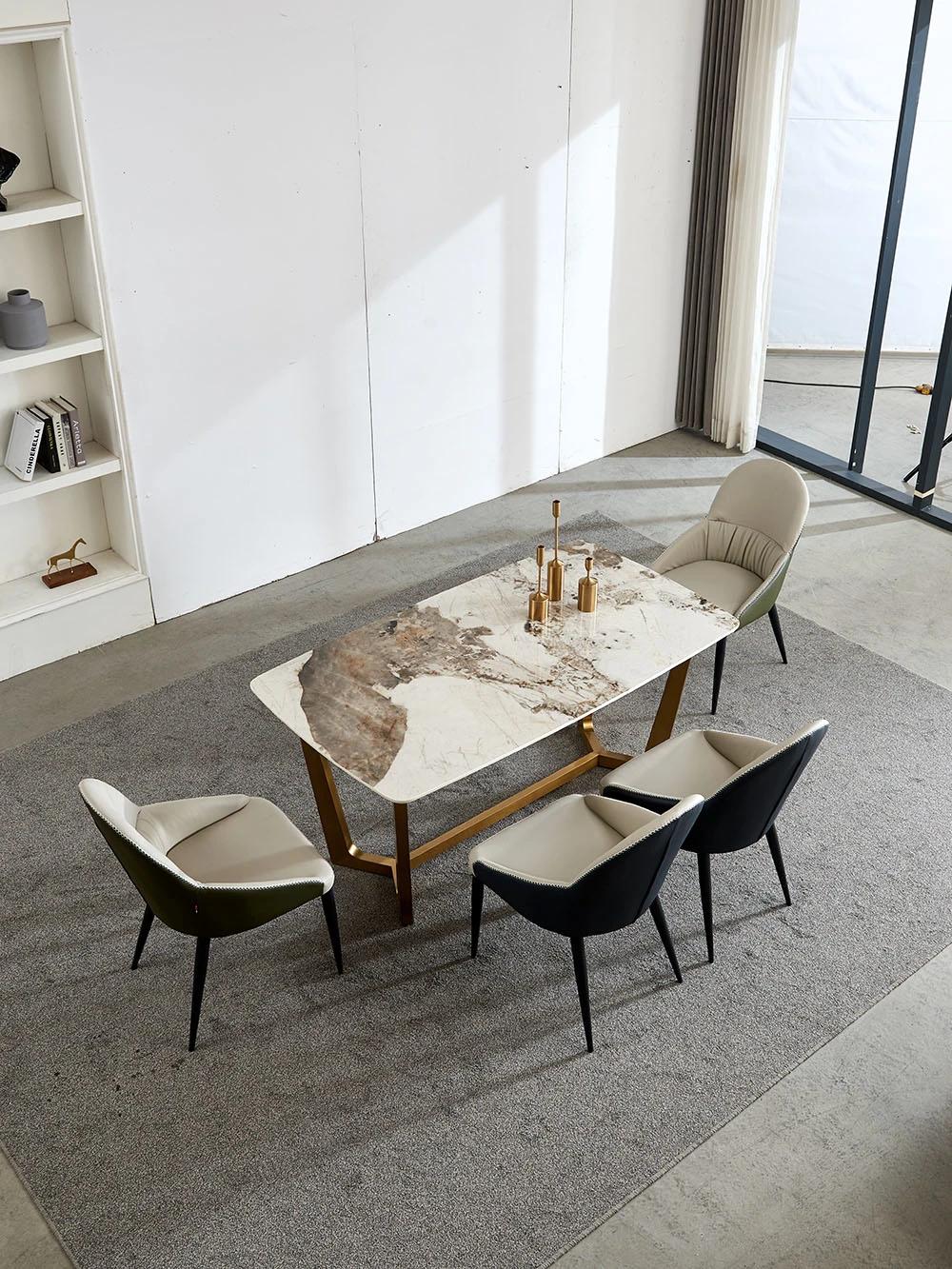 Home Apartment Pandora Marble Rock Beam Dinner Table