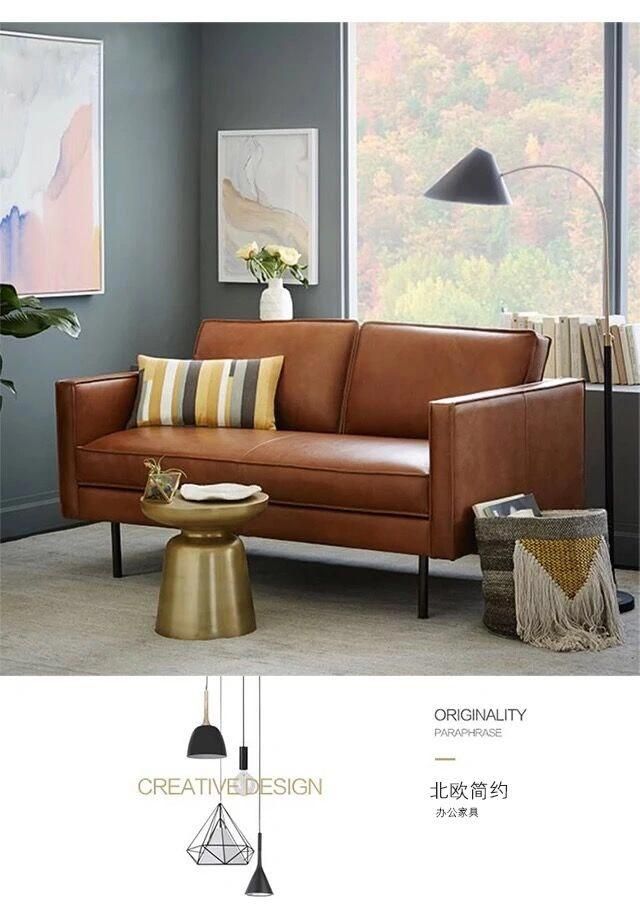 Popular Hot Sell North Europ Style 3 Seats Italian Genenie Leather Living Room Sofa Set