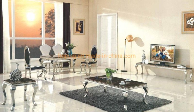 Beige Top Dining Room Coffee Table Modern Event Furniture Stainless Steel Gold Silver Wedding Tables