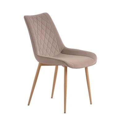 Simple Velvet Fabric Wooden Design Soft and Comfortable Dining Chair