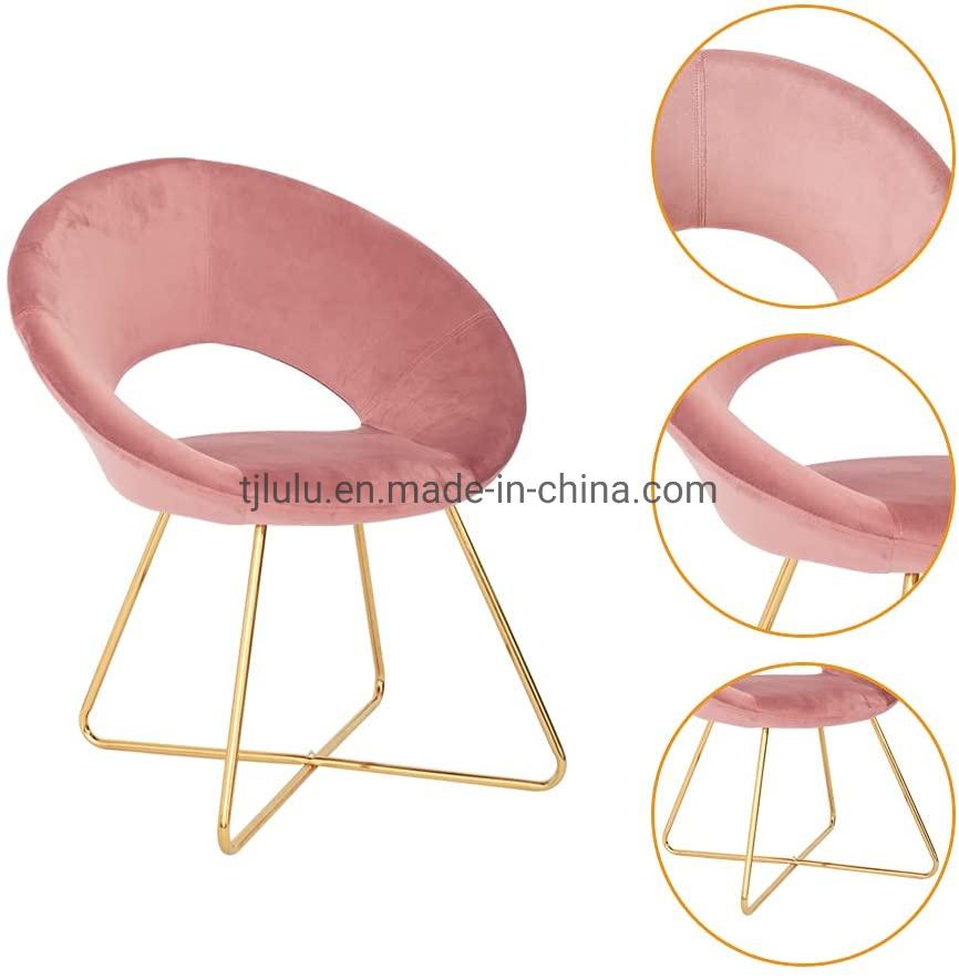 Modern Luxury Restaurant Gold Metal Leg Velvet Armchair Upholstered Dining Chair