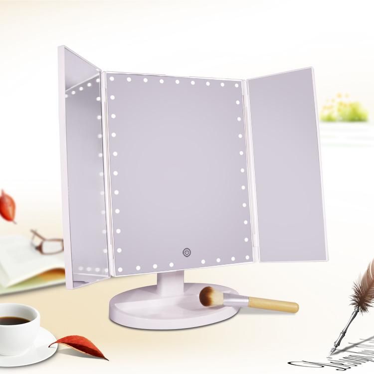 Table Tri-Fold Portable Makeup LED Cosmetic Mirror