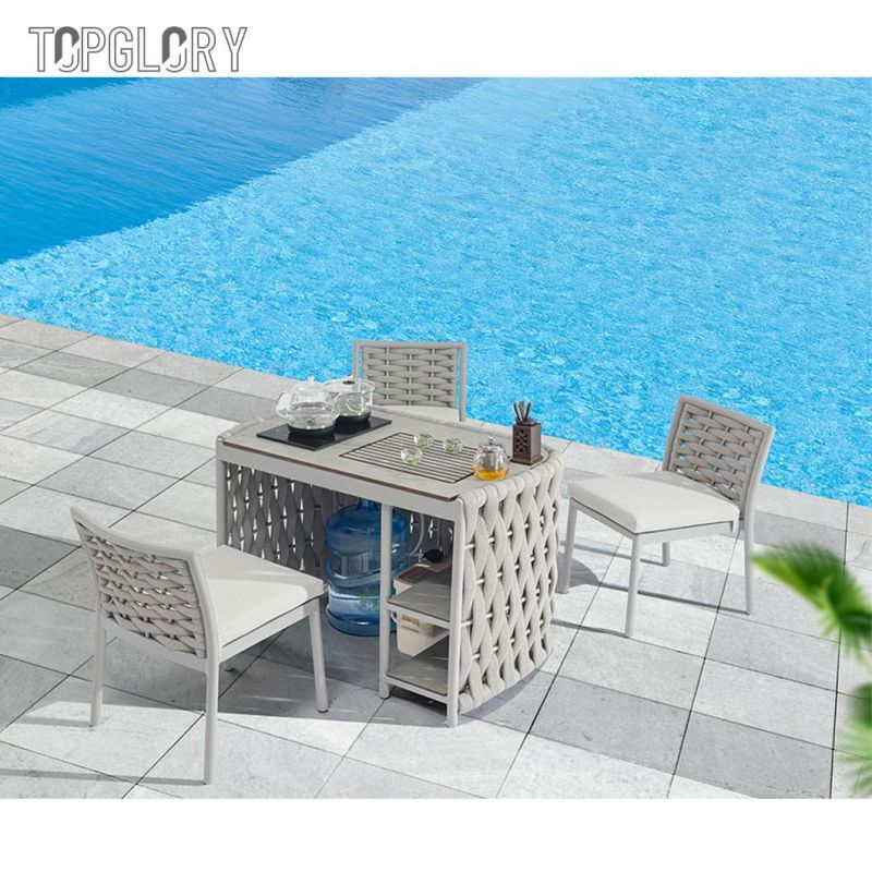 Modern Design Outdoor Patio Garden Furniture Aluminum Tube Rope Weave Table and Chair