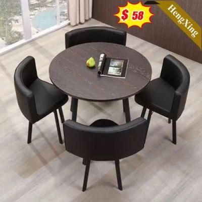 Concise Style Round Home Restaurant Dining Room Furniture Set Simple Wooden Table with 4 Chairs