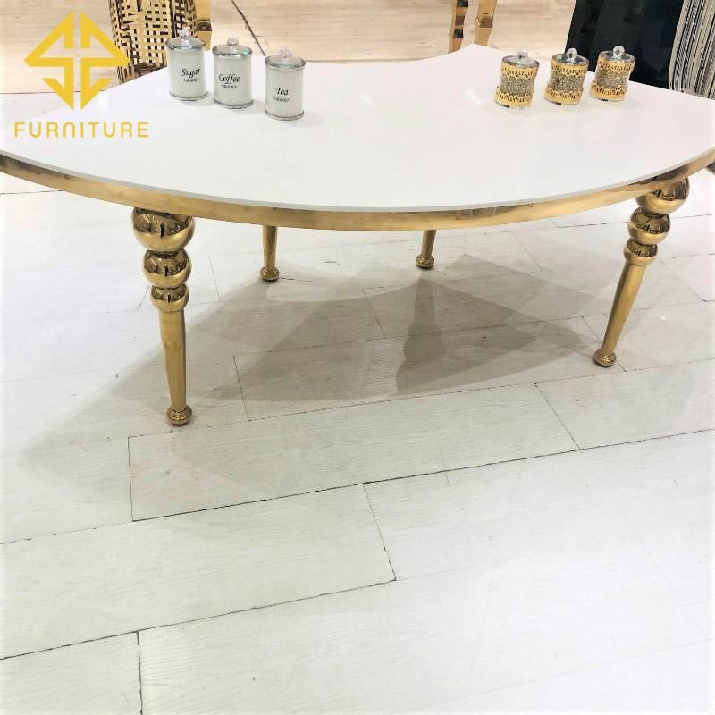 Sawa Modern Design Golden Marble Top Table for Banquet Use