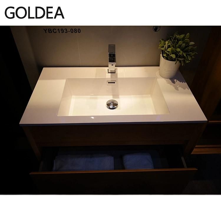 Hot Hangzhou Ceramics Goldea Vanity Wooden Furniture Bathroom Basin Mirror Cabinets Cabinet