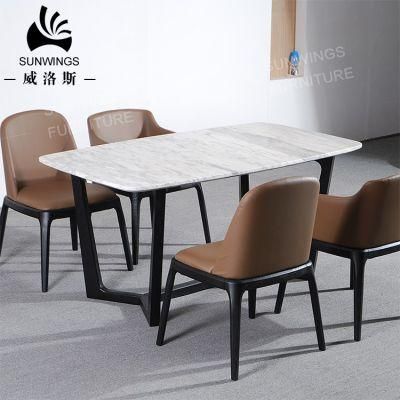 Nordic Wooden Restaurant Furniture Marble Top Dining Table Made in China Guangdong Factory