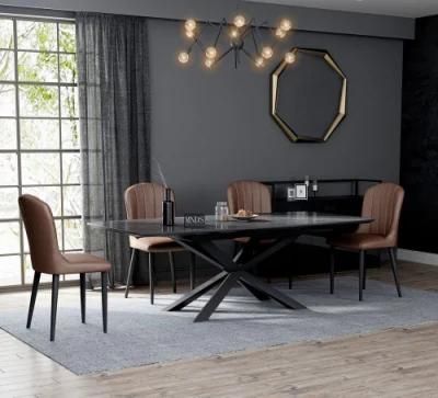 Fashion Simple Design Modern Dining Table Leather Chair Dining Set