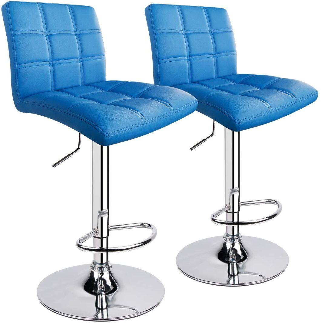 Luxury Bar Room Furniture Modern Comfortable Leisure Velvet Chair Face Metal Legs Bar Chairs.