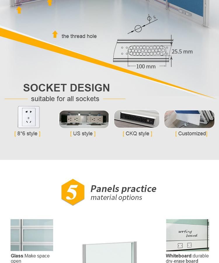 Professional Production Modern Staff Table 4 Seaters Office Partition Options for Work Station