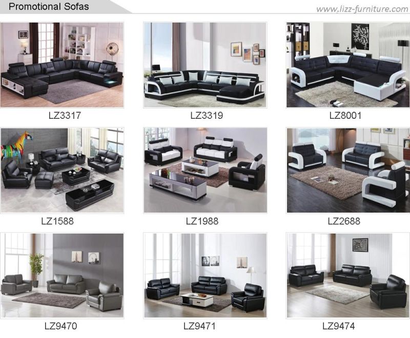 Leisure Contemporary Style Living Room Wooden Feet Furniture Genuine Leather Sofa Set