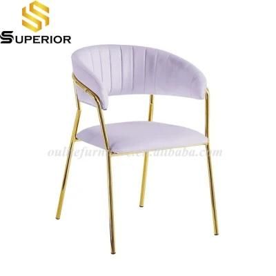 Purple Velvet Dinign Chair with Golden Legs for Home Furniture