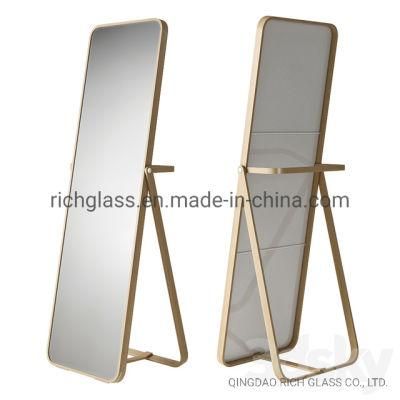 Custom Large Big Gold Black Metal Framed Long Rectangular Dressing Wall Hung Full Length Floor Standing Mirror
