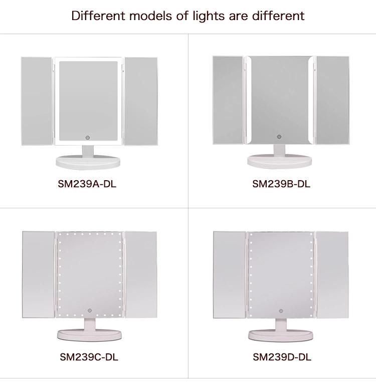 Countertop 3 Way Cosmetic Makeup Vanity Trifold LED Mirror