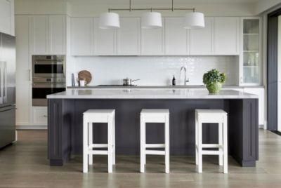 Island Style Matt White Lacquer Tinted Glass Kitchen Cabinet Doors L-Shaped Kitchen Joinery
