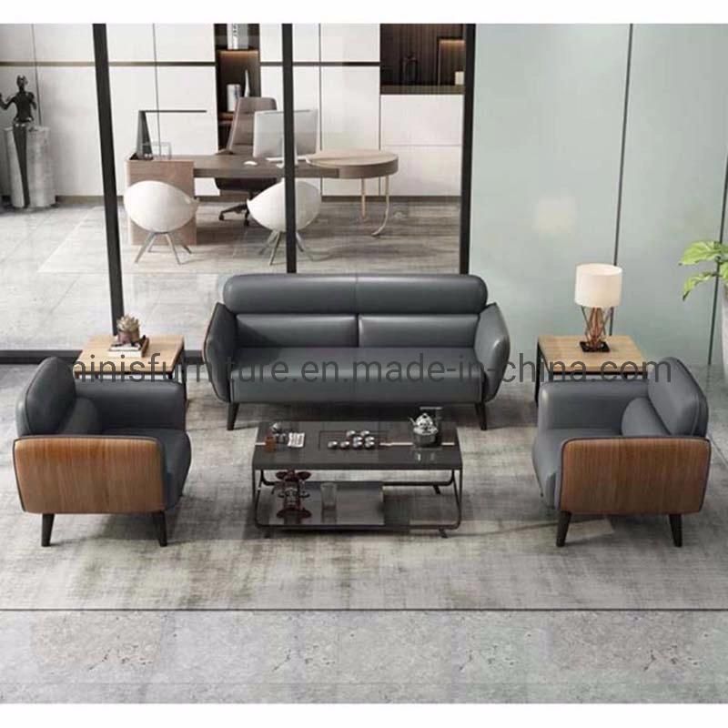 (M-SF23) Chinese Foshan Lounge/Office Furniture Modern Simple Leather Sofa Set