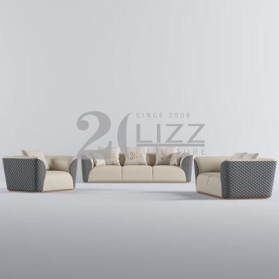 Contemporary Italian Style Sectional Home Hotel Furniture Modern Geniue Leather Sofa with Metal Legs