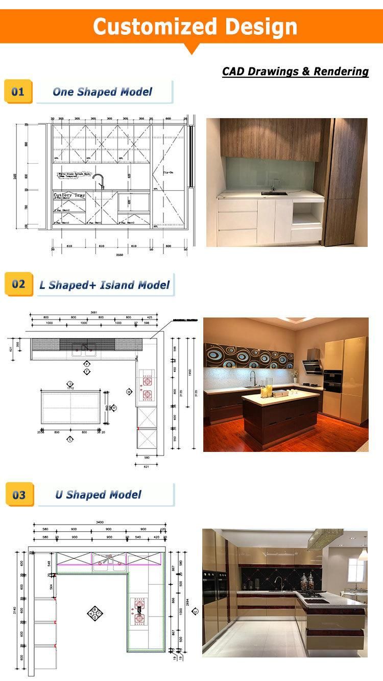 High End Matt Black Handle Less Kitchen Cupboard Melamine Modular PVC Modern Lacquer Kitchen Cabinet Designs with Big Island