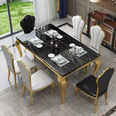 Factory Modern Home Dining Furniture Marble Top Luxury Dining Table Set Rectangle Dining Table