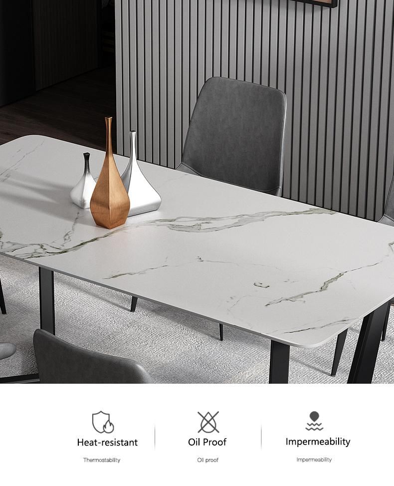 Restaurant Dinner Home Furniture Set Kitchen Metal Frame Marble Dining Table