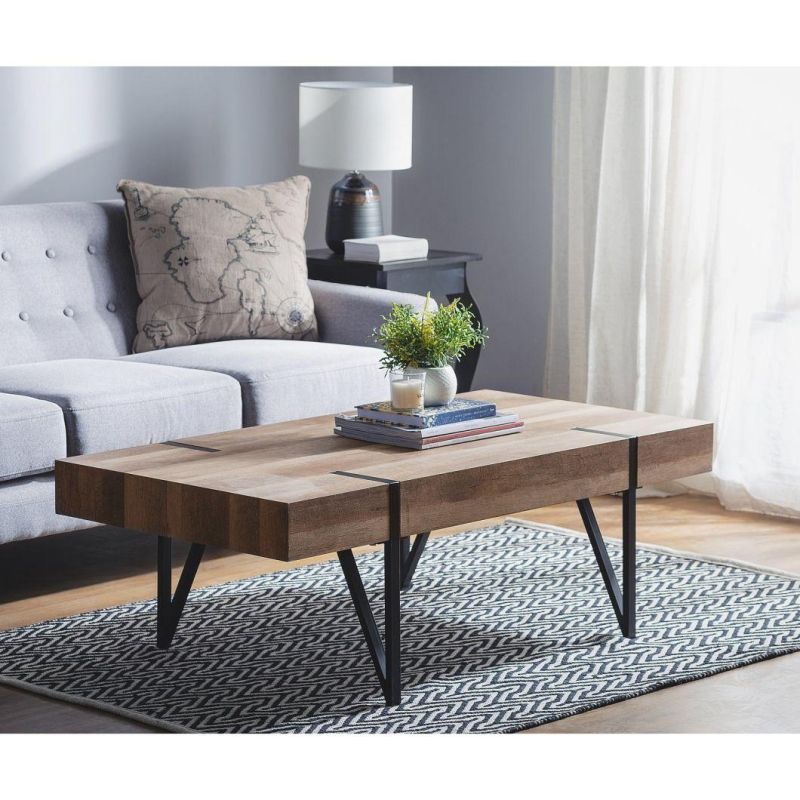 Wholesale Vintage Design Black Matt Legs Wooden Top Coffee Table for Living Room Garden Leisure Sofa Beside Commercial Use