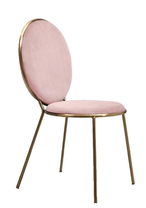 Modern Home Outdoor Furniture Fabric Velvet Dining Chair Gold Plated Steel Tube Leg Banquet Dining Chair