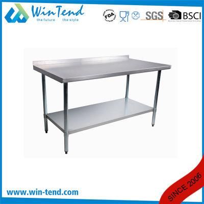 2 Layers Round Tube Galvanized Work Table with Backsplash for Kitchen Using